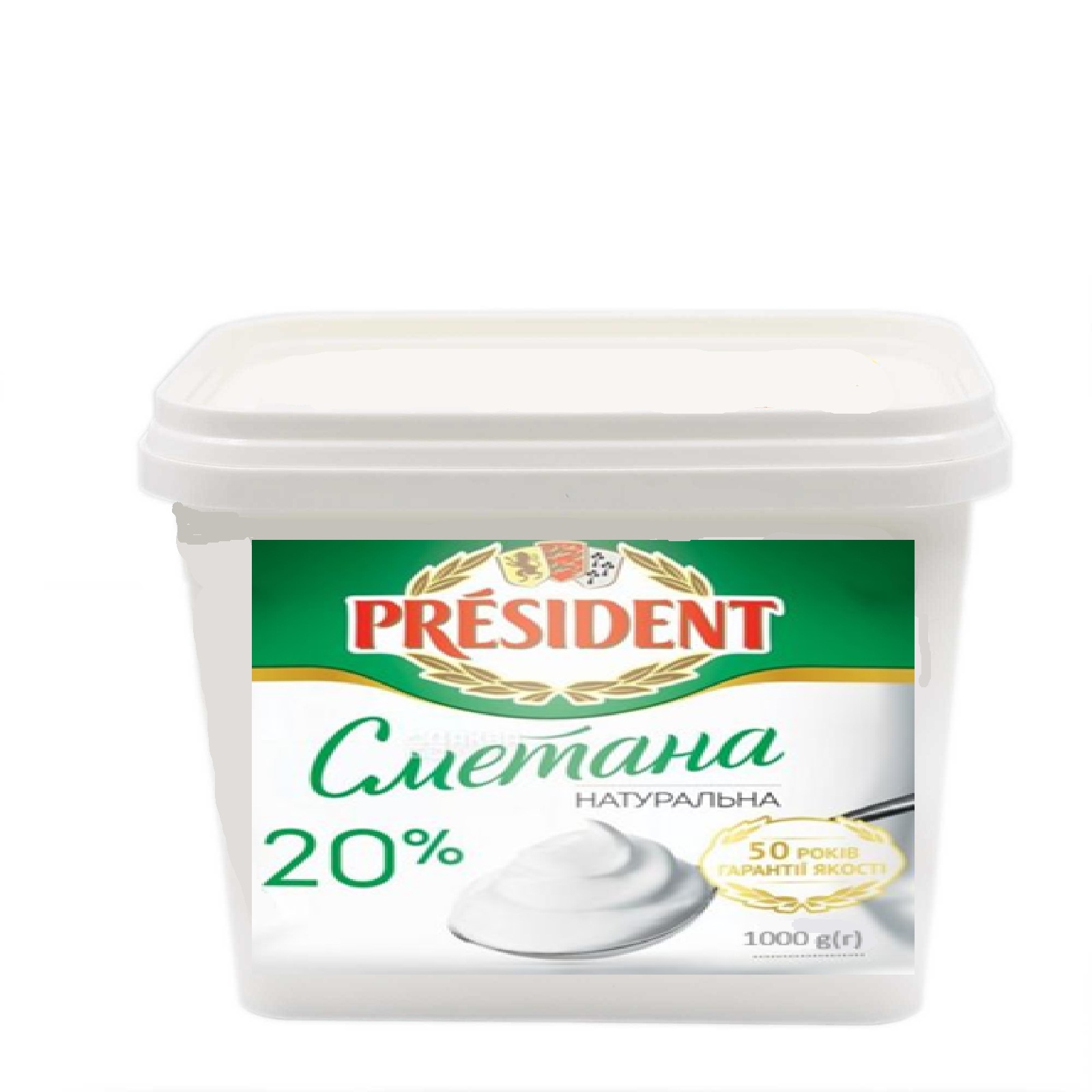 Сметана PRESIDENT відро, 20%, 1000г